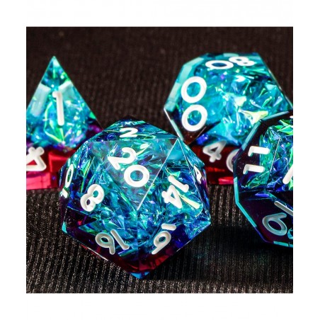 Resin DND Dice Set DD RPG Role Playing Gaming Sharp Edges Polyhedral 7 Pcs Translucent D and for Dungeons Dragons with Gift B...