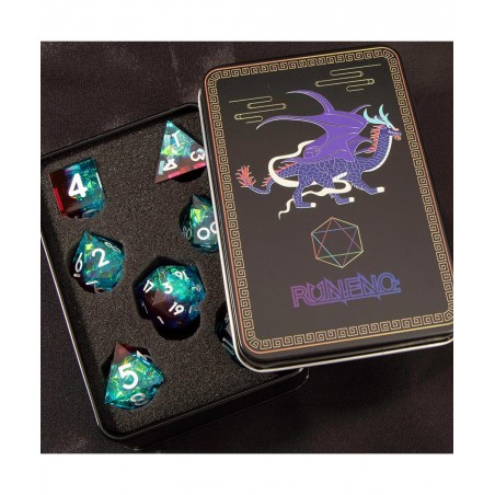 Resin DND Dice Set DD RPG Role Playing Gaming Sharp Edges Polyhedral 7 Pcs Translucent D and for Dungeons Dragons with Gift B...