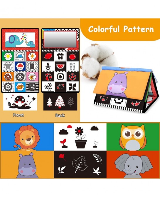 Baby Mirror Tummy Time Toys 0-3-6-12 Months Montessori Infant Toys for Brain Development High Contrast Black and White Baby S...