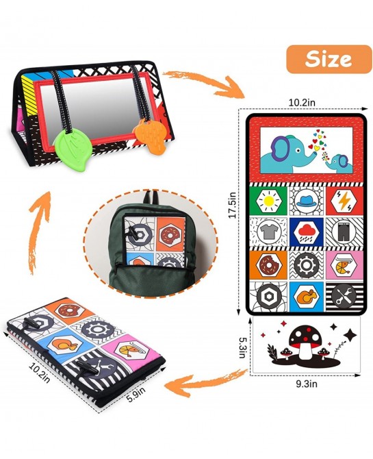 Baby Mirror Tummy Time Toys 0-3-6-12 Months Montessori Infant Toys for Brain Development High Contrast Black and White Baby S...