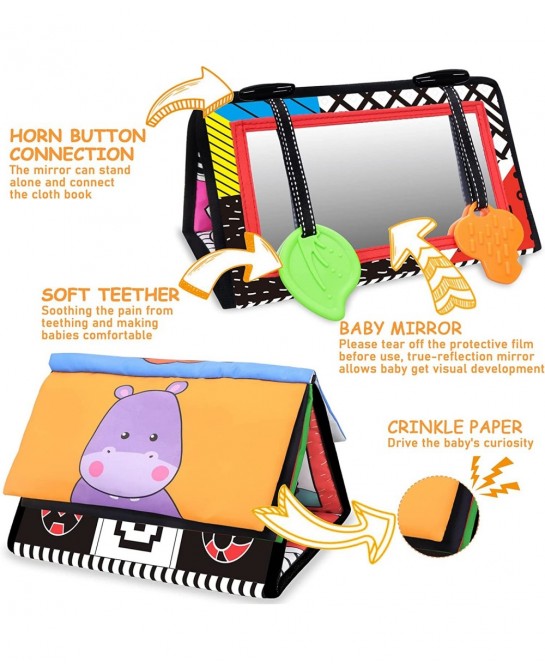 Baby Mirror Tummy Time Toys 0-3-6-12 Months Montessori Infant Toys for Brain Development High Contrast Black and White Baby S...