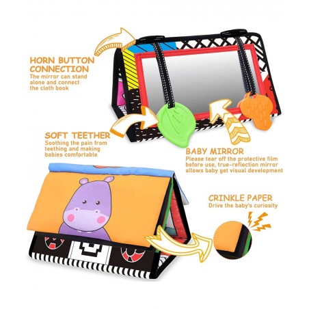 Baby Mirror Tummy Time Toys 0-3-6-12 Months Montessori Infant Toys for Brain Development High Contrast Black and White Baby S...
