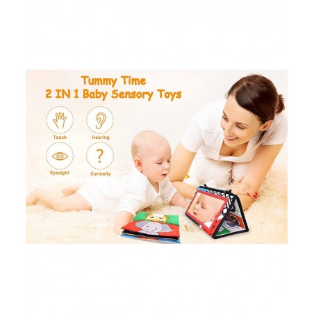Baby Mirror Tummy Time Toys 0-3-6-12 Months Montessori Infant Toys for Brain Development High Contrast Black and White Baby S...