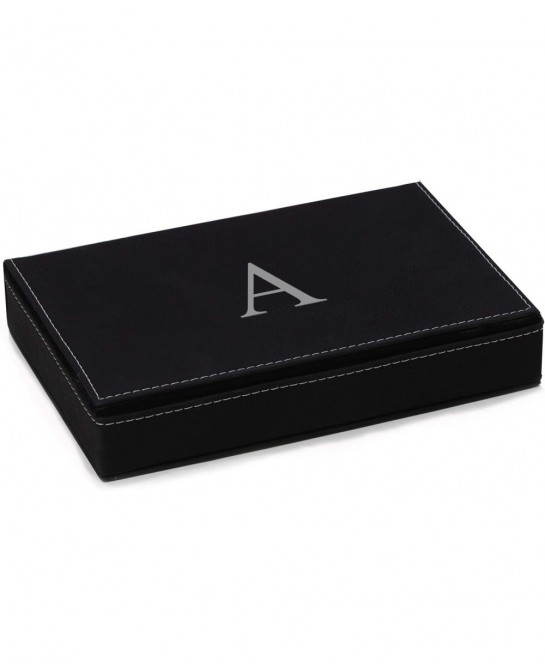 Custom Personalized Poker Set with Playing Cards and Dices in a Leatherette Black case with Soft Interior $65.08 Card Games