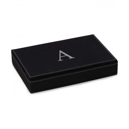 Custom Personalized Poker Set with Playing Cards and Dices in a Leatherette Black case with Soft Interior $65.08 Card Games
