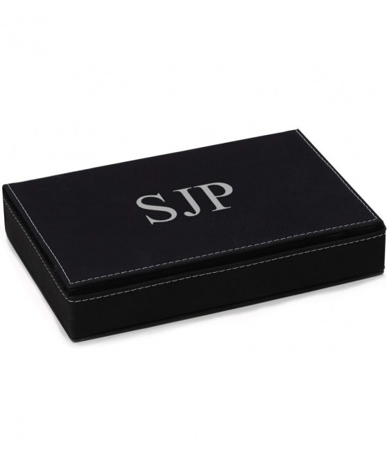 Custom Personalized Poker Set with Playing Cards and Dices in a Leatherette Black case with Soft Interior $65.08 Card Games