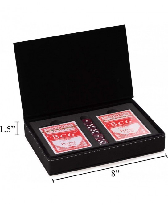 Custom Personalized Poker Set with Playing Cards and Dices in a Leatherette Black case with Soft Interior $65.08 Card Games