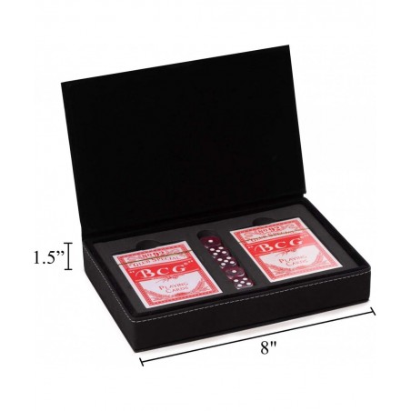 Custom Personalized Poker Set with Playing Cards and Dices in a Leatherette Black case with Soft Interior $65.08 Card Games