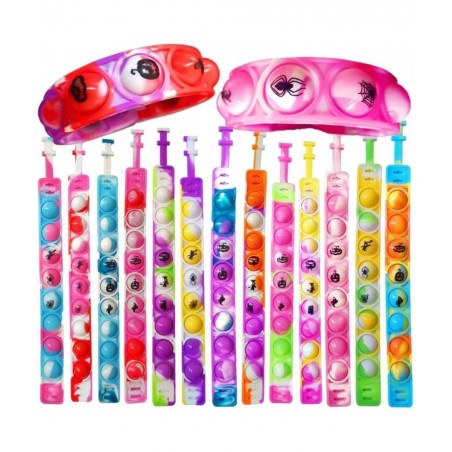 30 Packs Bulk Halloween Fidget Bracelet for Kids Boys Girls Classroom Birthday Activity Party Favors Prizes $22.04 Kids' Part...