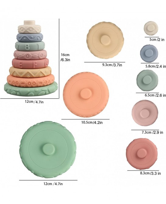 8 Pcs Stacking Rings Soft Toys for Babies 6 Months and up Old Girls Boys - Toddlers Sensory Educational Montessori Baby Block...