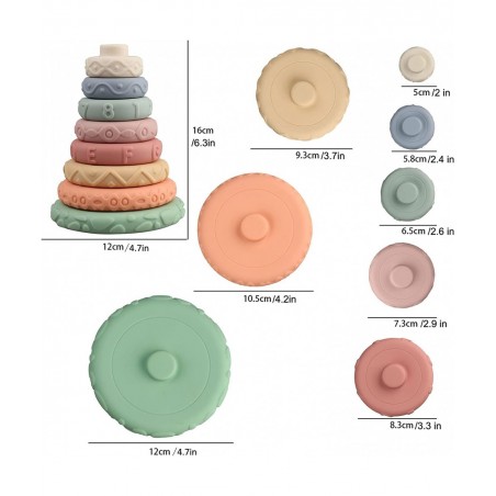 8 Pcs Stacking Rings Soft Toys for Babies 6 Months and up Old Girls Boys - Toddlers Sensory Educational Montessori Baby Block...