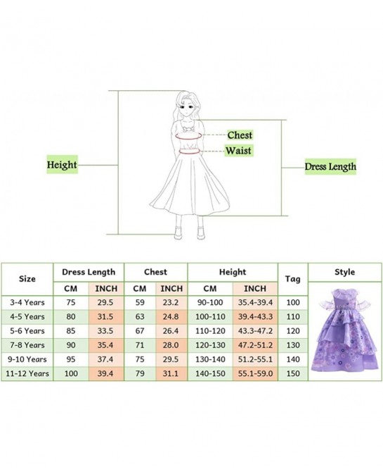 Isabella Encanto Costume Princess Dress for Girls 3T-12Y Kids Dress Up Clothes Birthday Party Halloween with Bag Diadema $37....