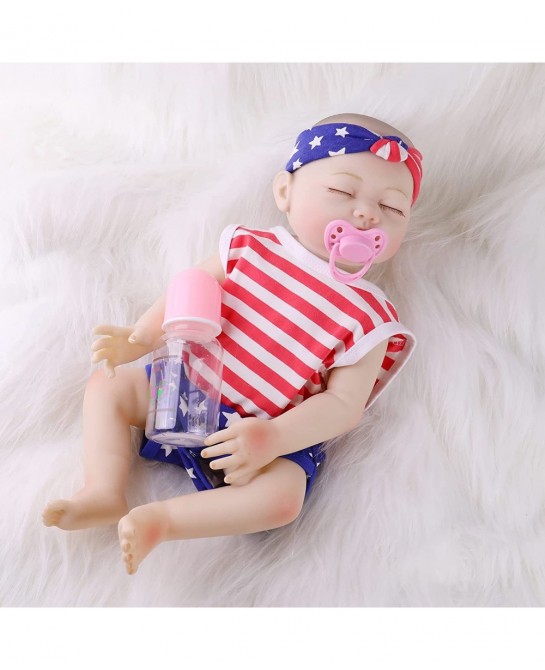 Reborn Baby Dolls Silicone Full Body Realistic 18 Inch Lifelike Soft Vinyl Girl Dolls with Kitten Cat Toy Birthday Gifts for ...