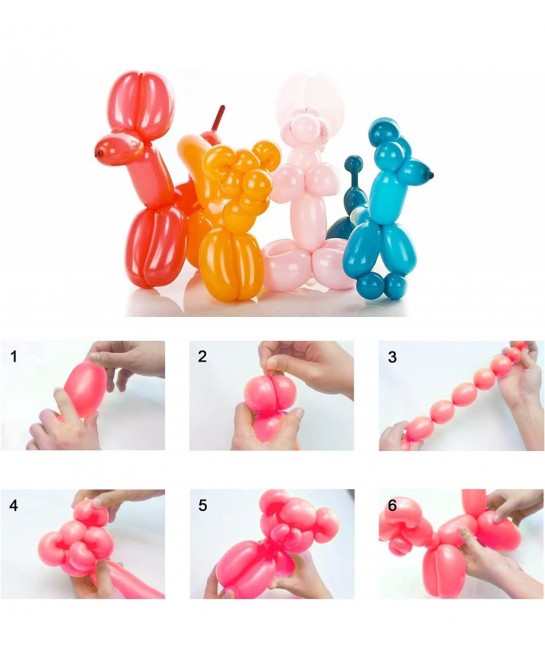 150Pcs Long Balloons Kit with Pump 260Q Twisting Animal Magic Balloons Thickening Latex Skinny Balloons for Shape Assorted Co...