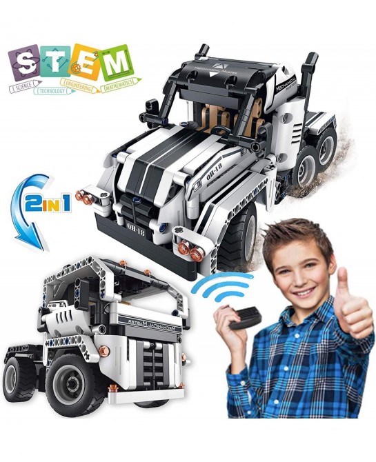 STEM Building Toys for Boys & Girls | 2 in 1 Remote Control Building Kit | Build a Semi -Truck/Cab Over | Early Learning Tech...