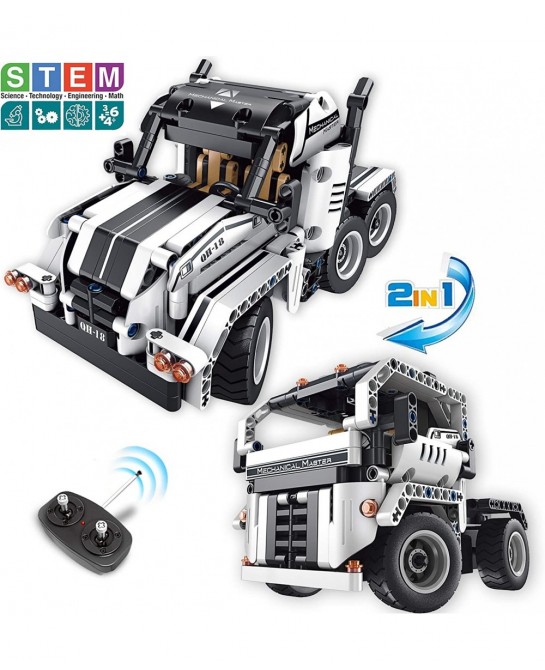 STEM Building Toys for Boys & Girls | 2 in 1 Remote Control Building Kit | Build a Semi -Truck/Cab Over | Early Learning Tech...