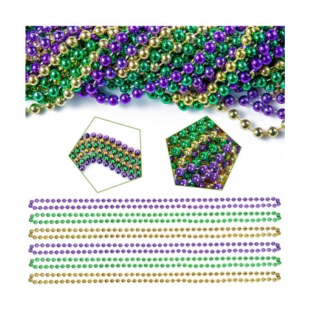 24 Pcs Mardi Gras Beads Necklaces Metallic Colors Necklaces Purple Gold Green Beads Necklaces Accessory for Mardi Gras Themed...