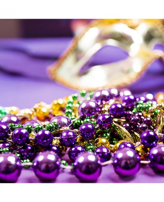 24 Pcs Mardi Gras Beads Necklaces Metallic Colors Necklaces Purple Gold Green Beads Necklaces Accessory for Mardi Gras Themed...