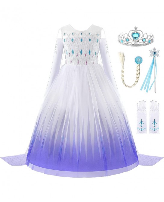 Girls Princess Dress Snow Party Halloween Costume with Accessories $50.23 Kids' Costumes