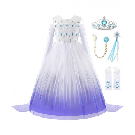 Girls Princess Dress Snow Party Halloween Costume with Accessories $50.23 Kids' Costumes