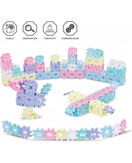 220 Pcs Kids Building Blocks Kit Waffle Building Blocks Mini Toddler Basic Blocks Set Interlocking Mini Puzzle Blocks for Kid...