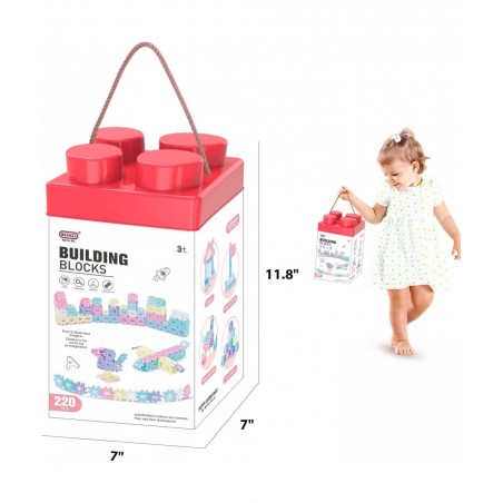 220 Pcs Kids Building Blocks Kit Waffle Building Blocks Mini Toddler Basic Blocks Set Interlocking Mini Puzzle Blocks for Kid...