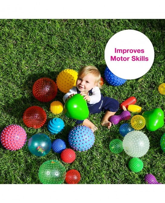 Sensory Balls for Baby - Assorted Baby Balls That Help Enhance Gross Motor Skills for Kids Aged 6 Months and Up - Set of 9 Vi...