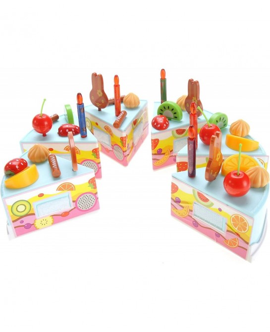 Birthday Cake 75pcs Pretend Play Food Toy Set Blue DIY Stickers $27.58 Toy Kitchen Products