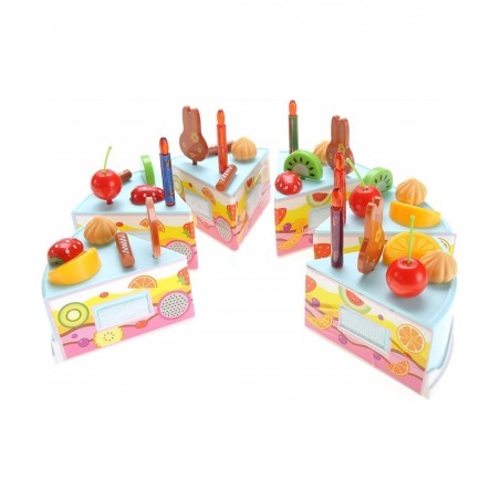 Birthday Cake 75pcs Pretend Play Food Toy Set Blue DIY Stickers $27.58 Toy Kitchen Products