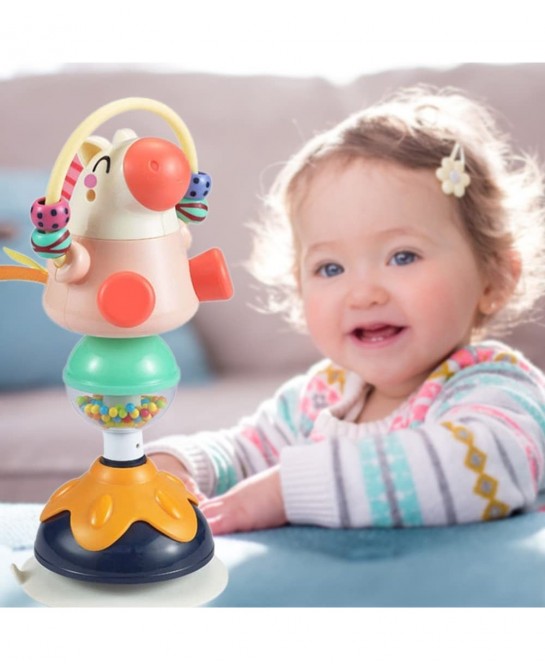 Baby Rattles Toy Infant High Chair Toys with Suction Cup Grab and Spin Sensory Development Toddlers Tray Toy Gifts for 6 12 1...