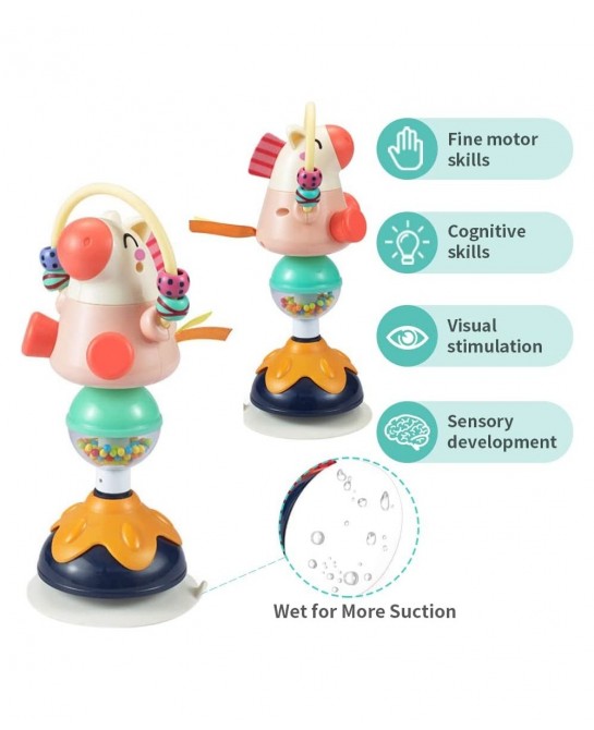Baby Rattles Toy Infant High Chair Toys with Suction Cup Grab and Spin Sensory Development Toddlers Tray Toy Gifts for 6 12 1...