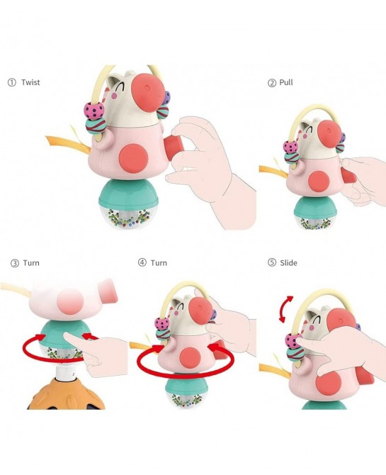Baby Rattles Toy Infant High Chair Toys with Suction Cup Grab and Spin Sensory Development Toddlers Tray Toy Gifts for 6 12 1...
