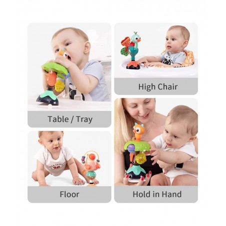 Baby Rattles Toy Infant High Chair Toys with Suction Cup Grab and Spin Sensory Development Toddlers Tray Toy Gifts for 6 12 1...
