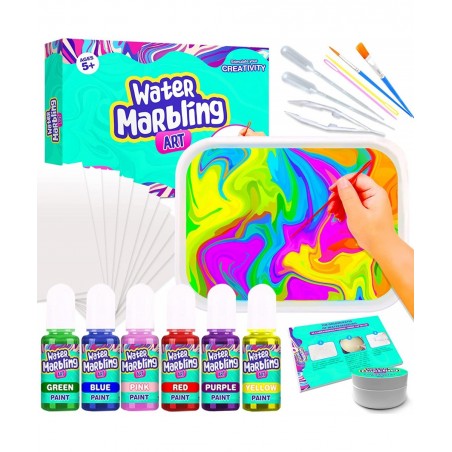 Marbling Arts and Crafts Supplies - Spin Art DIY Marble Painting Kits Stem Toys Gifts Set Kids Adults Girls Boys Tweens with ...