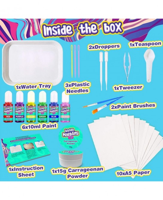Marbling Arts and Crafts Supplies - Spin Art DIY Marble Painting Kits Stem Toys Gifts Set Kids Adults Girls Boys Tweens with ...