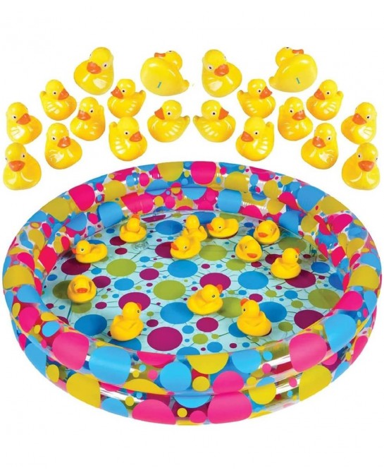 Duck Pond Matching Game for Kids - Includes 20 Plastic Ducks with Numbers and 3’ x 6” Inflatable Pool - Fun Memory Game - Wat...