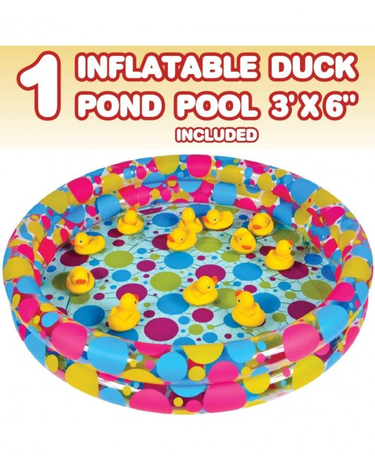 Duck Pond Matching Game for Kids - Includes 20 Plastic Ducks with Numbers and 3’ x 6” Inflatable Pool - Fun Memory Game - Wat...