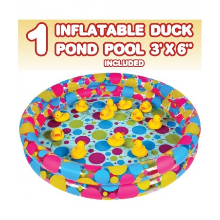 Duck Pond Matching Game for Kids - Includes 20 Plastic Ducks with Numbers and 3’ x 6” Inflatable Pool - Fun Memory Game - Wat...