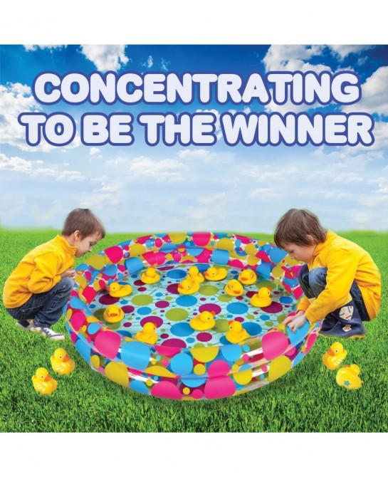 Duck Pond Matching Game for Kids - Includes 20 Plastic Ducks with Numbers and 3’ x 6” Inflatable Pool - Fun Memory Game - Wat...