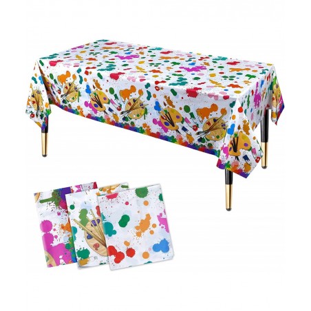 3Pcs Art Paint Party Tablecloths Disposable Art Plastic Table Cover for Boys & Girls Art Painting Them Birthday Party Supplie...