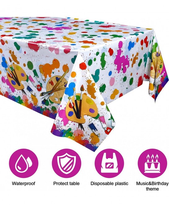 3Pcs Art Paint Party Tablecloths Disposable Art Plastic Table Cover for Boys & Girls Art Painting Them Birthday Party Supplie...
