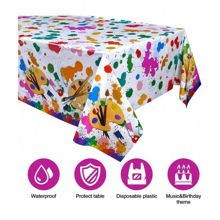 3Pcs Art Paint Party Tablecloths Disposable Art Plastic Table Cover for Boys & Girls Art Painting Them Birthday Party Supplie...