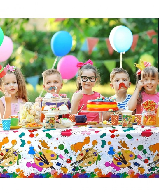 3Pcs Art Paint Party Tablecloths Disposable Art Plastic Table Cover for Boys & Girls Art Painting Them Birthday Party Supplie...
