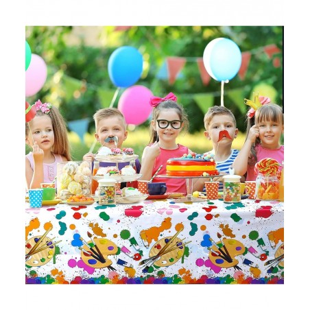 3Pcs Art Paint Party Tablecloths Disposable Art Plastic Table Cover for Boys & Girls Art Painting Them Birthday Party Supplie...