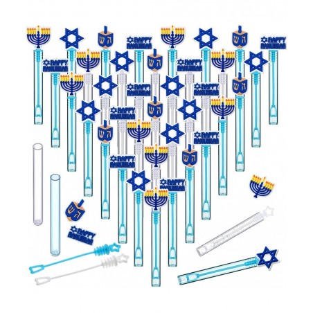 40 Pack Mini Hanukkah Bubble for Kids Party Favor Decoration Happy Hanukkah Purim Menorah Hanukkah Dreidel Hexagram Mini Bott...