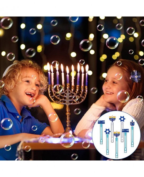 40 Pack Mini Hanukkah Bubble for Kids Party Favor Decoration Happy Hanukkah Purim Menorah Hanukkah Dreidel Hexagram Mini Bott...