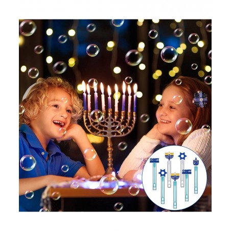 40 Pack Mini Hanukkah Bubble for Kids Party Favor Decoration Happy Hanukkah Purim Menorah Hanukkah Dreidel Hexagram Mini Bott...