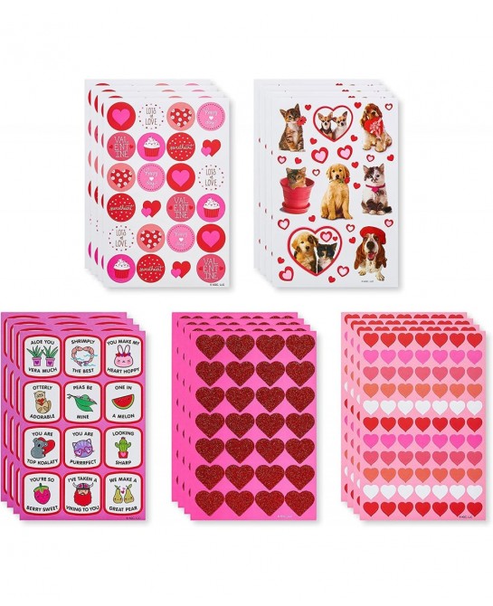 Bulk Valentine's Day Stickers Hearts and Animals (688-Count) $17.72 Kids' Stickers