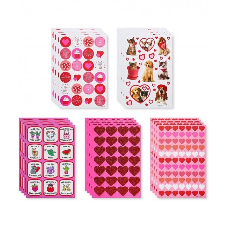 Bulk Valentine's Day Stickers Hearts and Animals (688-Count) $17.72 Kids' Stickers