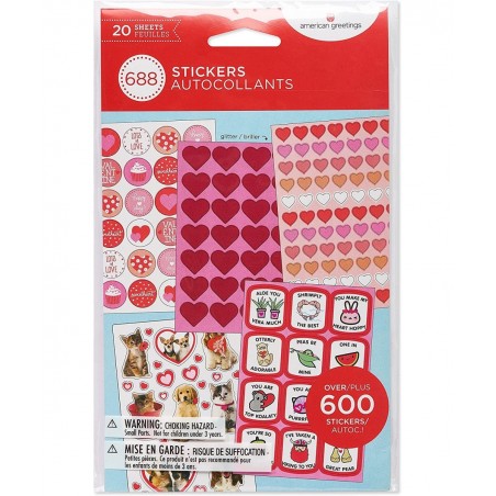 Bulk Valentine's Day Stickers Hearts and Animals (688-Count) $17.72 Kids' Stickers